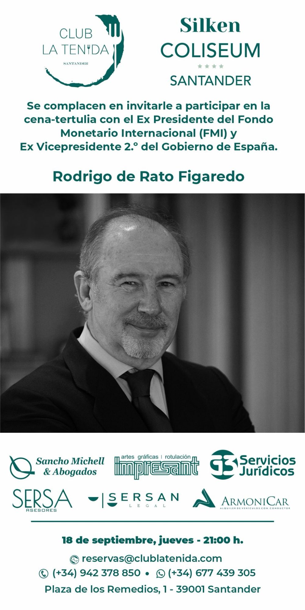 Rodrigo Rato Figaredo, próximo invitado del Club La Tenida de Santander ...